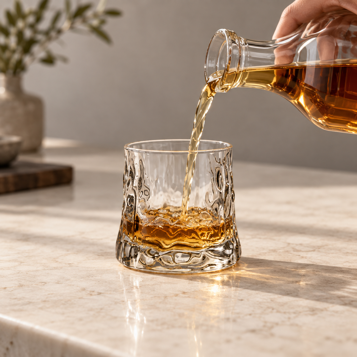 Flat Base Hammered Glass Tumbler