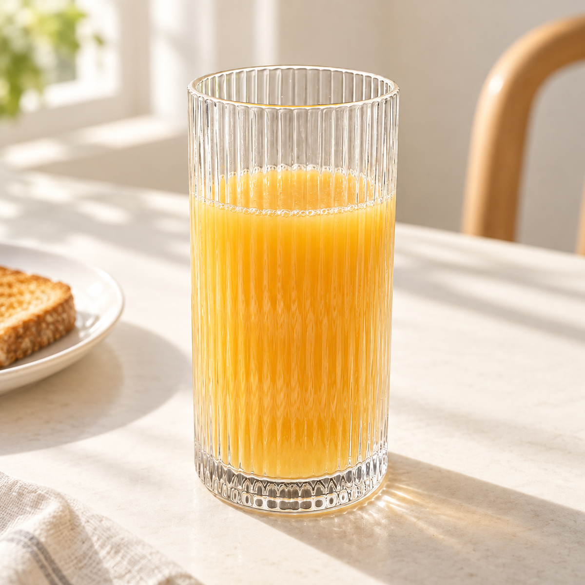 360 ml Tall Ribbed Glass Drinking Cup