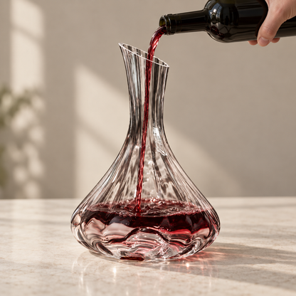 1500 ml Slanted-Rim Fluted Glass Wine Decanter