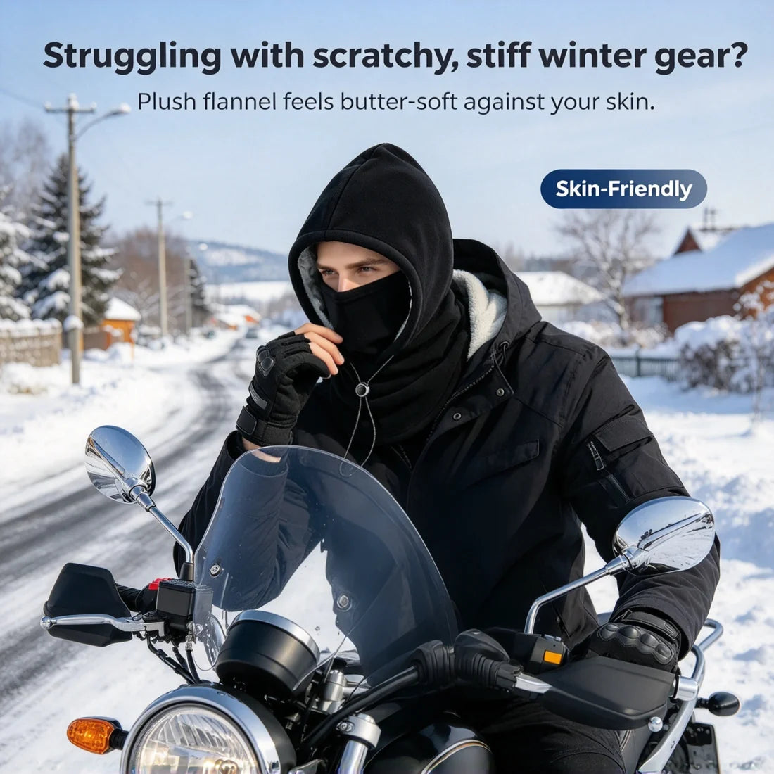 3-in-1 Fleece Balaclava Hood – Windproof Full Face Cover, Neck Gaiter & Winter Ski Mask