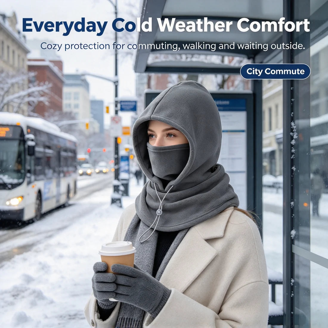 3-in-1 Fleece Balaclava Hood – Windproof Full Face Cover, Neck Gaiter & Winter Ski Mask