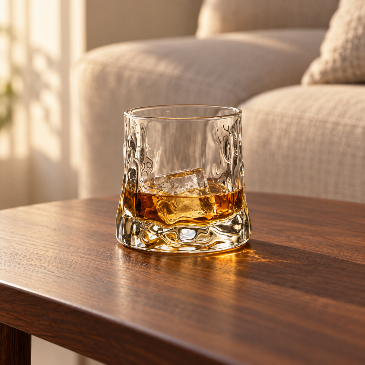 Flat Base Hammered Glass Tumbler