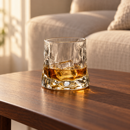 Flat Base Hammered Glass Tumbler