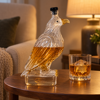 Eagle-Shaped Glass Whiskey Bottle with Cap