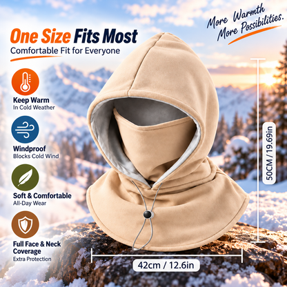 3-in-1 Fleece Balaclava Hood – Windproof Full Face Cover, Neck Gaiter & Winter Ski Mask