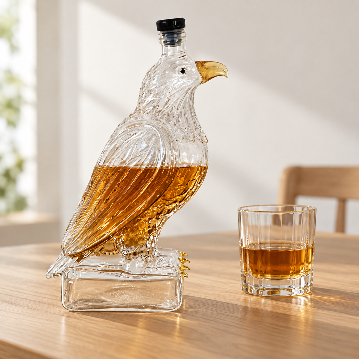 Eagle-Shaped Glass Whiskey Bottle with Cap