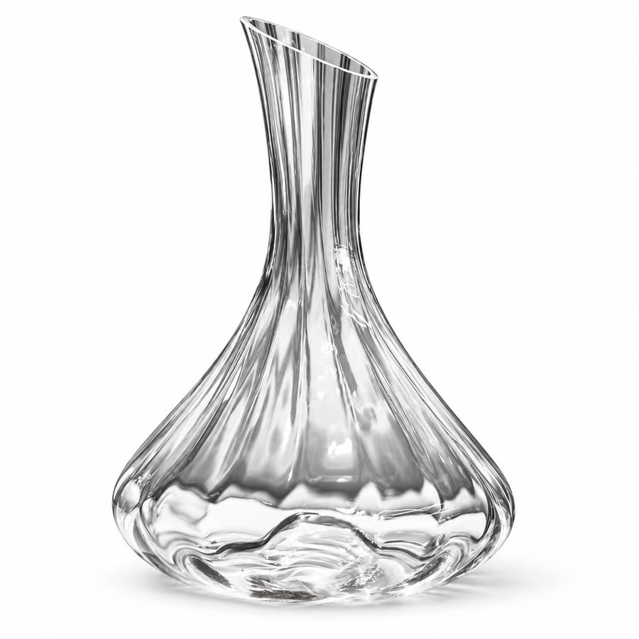 1500 ml Slanted-Rim Fluted Glass Wine Decanter
