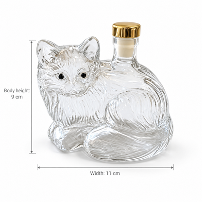 Cat-Shaped Glass Whiskey Bottle with Gold-Tone Stopper