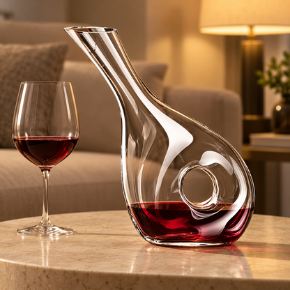 Slanted-Neck Snail Glass Wine Decanter, 1000 ml