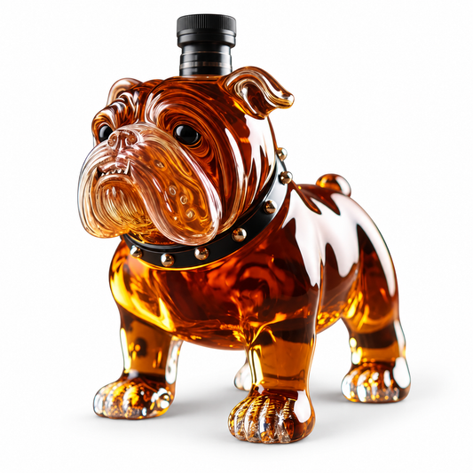 Bulldog-Shaped Glass Whiskey Bottle, 350 ml